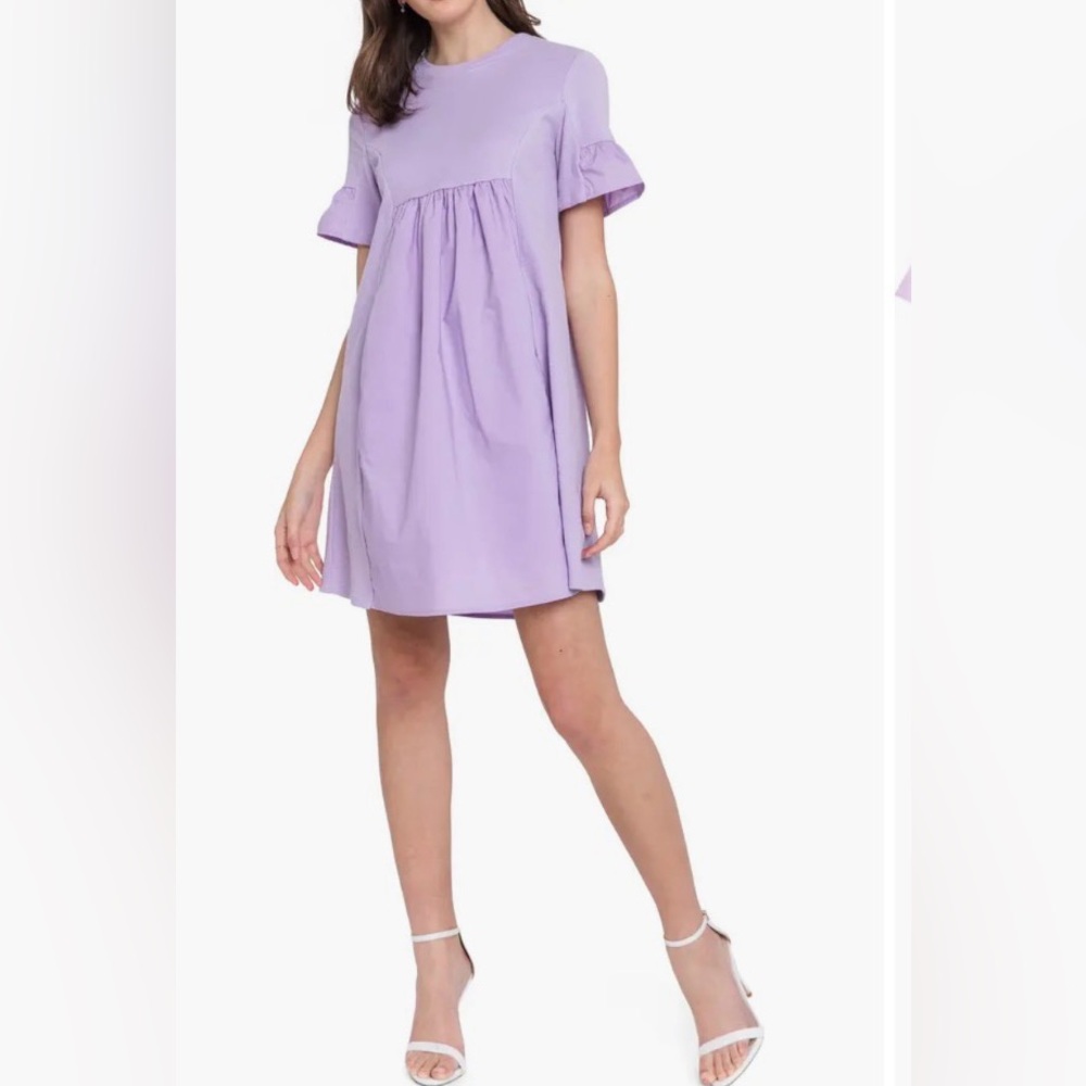 English Factory Lavender‎ Mini Dress with Ruffle Sleeves